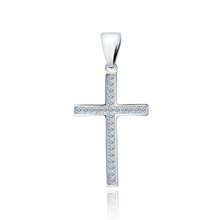 Silver (925) pendant cross with white zirconias