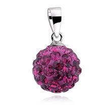 Silver (925) pendant disco ball 10mm fuchsia