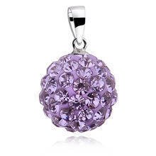 Silver (925) pendant disco ball 12mm violet