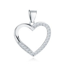 Silver (925) pendant - hollow heart with zirconias