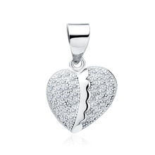 Silver (925) pendant white zirconia - heart microsetting