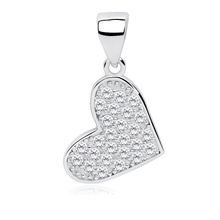 Silver (925) pendant white zirconia - heart microsetting