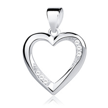 Silver (925) pendant white zirconia - hollow heart