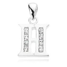 Silver (925) pendant white zirconia - letter H