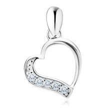 Silver (925) pendant with white zirconia - heart