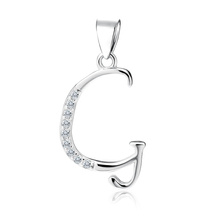 Silver (925) pendant with white zirconias - letter G