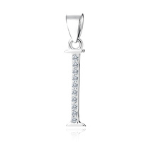 Silver (925) pendant with white zirconias - letter I
