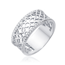 Silver (925) ring - openwork pattern with two rows of zirconia