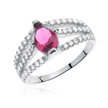 Silver (925) ring with ruby colored & white zirconia