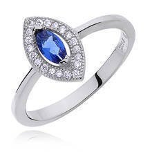 Silver (925) ring with sapphire color & white zirconia