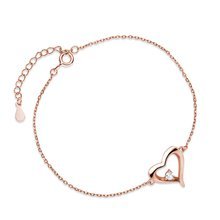 Silver (925) rose gold-plated bracelet, heart with zirconia