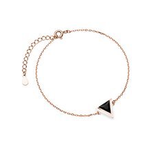 Silver (925) rose gold-plated bracelet - triangle with black zirconia