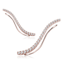 Silver (925) rose gold-plated cuff earrings with zirconia