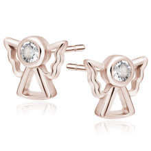 Silver (925) rose gold -plated earrings angels with white zirconia