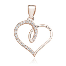 Silver (925) rose gold-plated heart pendant with zirconia
