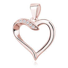 Silver (925) rose gold-plated pendant - heart with zirconia
