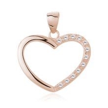 Silver (925) rose gold plated pendant white zirconia - heart