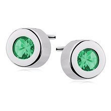 Silver (925) round earrings emerald zirconia