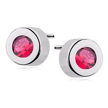 Silver (925) round earrings ruby zirconia