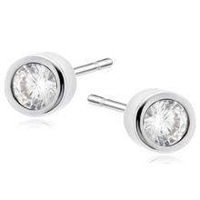 Silver (925) round earrings white zirconia