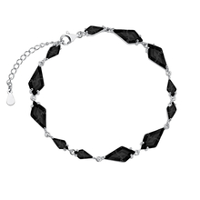 Silver (925) stylish, bracelet with black zirconias