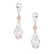 Silver (925) stylish, bridal earrings with zirconia, rose gold-plated