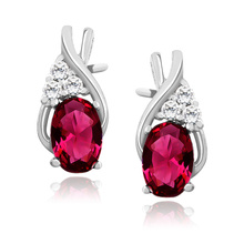 Silver, delicate earrings (925) with ruby zirconia