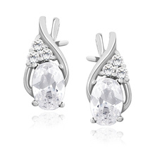 Silver, delicate earrings (925) with white zirconias