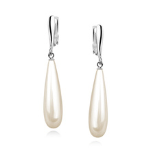 Silver earrings 925 tears - pech coulor shell pearl