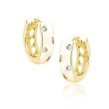 Silver gold-plated (925) earrings hoop with white zirconias