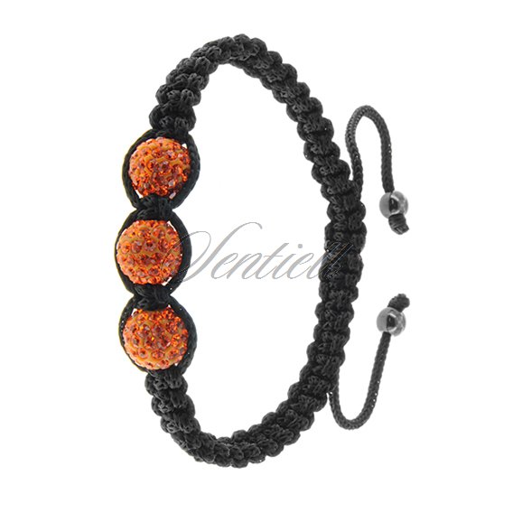 Rope bracelet (925) - orange 3 disco balls