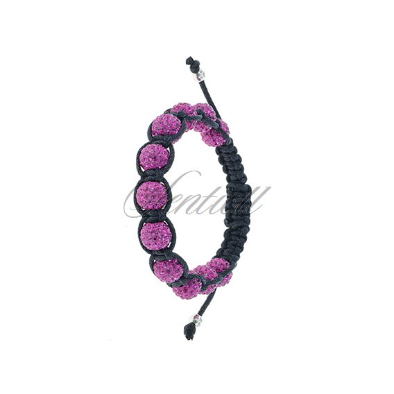 Rope bracelet (925) pink 11 disco balls
