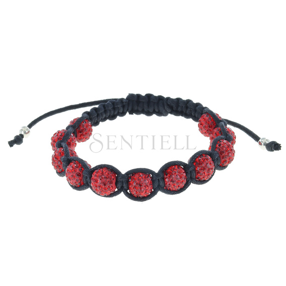 Rope bracelet (925) red 11 disco balls