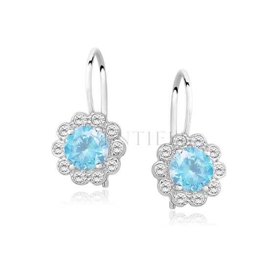 Silver (925) Earrings aquamarine colored zirconia