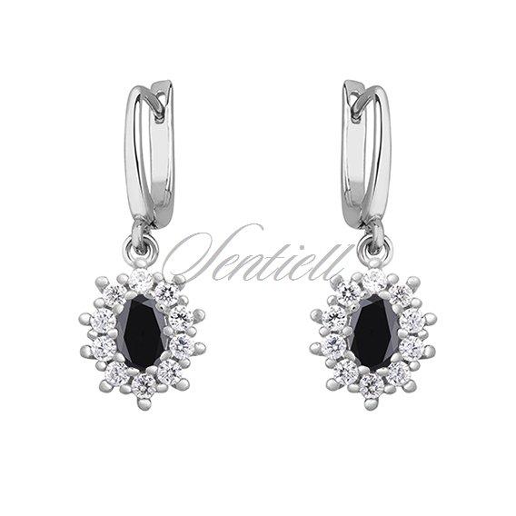 Silver (925) Earrings black colored zirconia