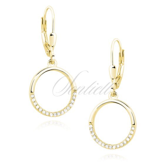 Silver (925) Earrings - cirlce with white zirconia