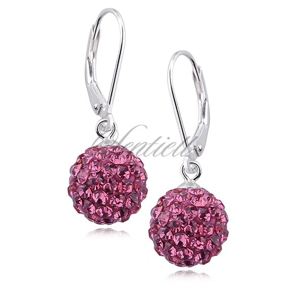 Silver (925) Earrings disco ball 10mm rose