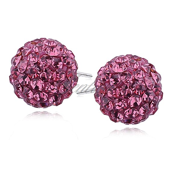 Silver (925) Earrings disco ball 12mm rose