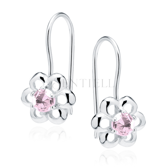 Silver (925) Earrings light pink colored zirconia