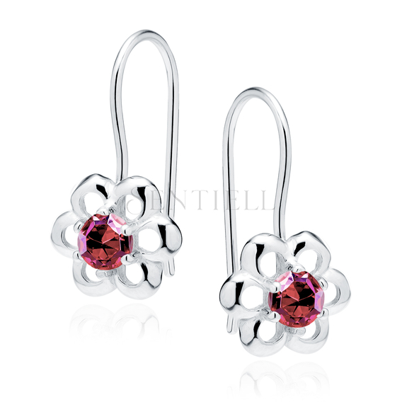 Silver (925) Earrings ruby colored zirconia