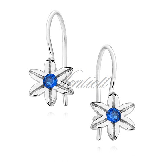 Silver (925) Earrings sapphire colored zirconia