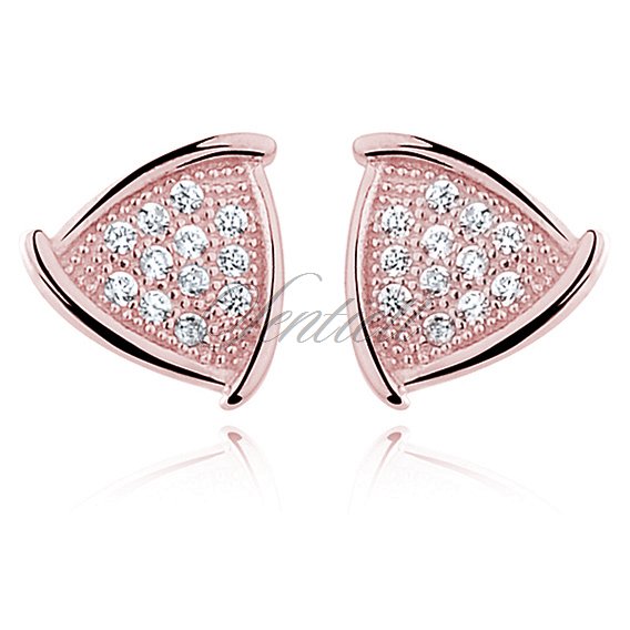 Silver (925) Earrings zirconia microsetting, rose gold-plated