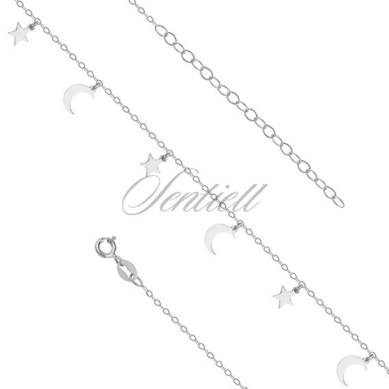 Silver (925) anklet - adjustable size with star and moon pendants