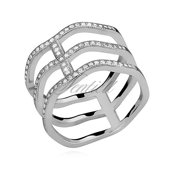 Silver (925) big ring with white zirconia