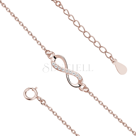 Silver (925) bracelet Infinity with zirconia rose gold-plated