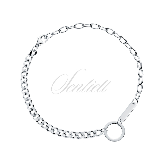 Silver (925) bracelet - circle and plate on two types of chain