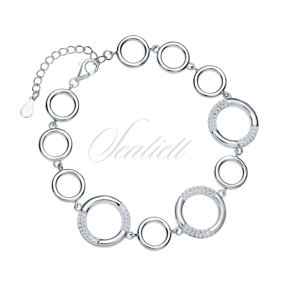 Silver (925) bracelet - circles with white zirconias