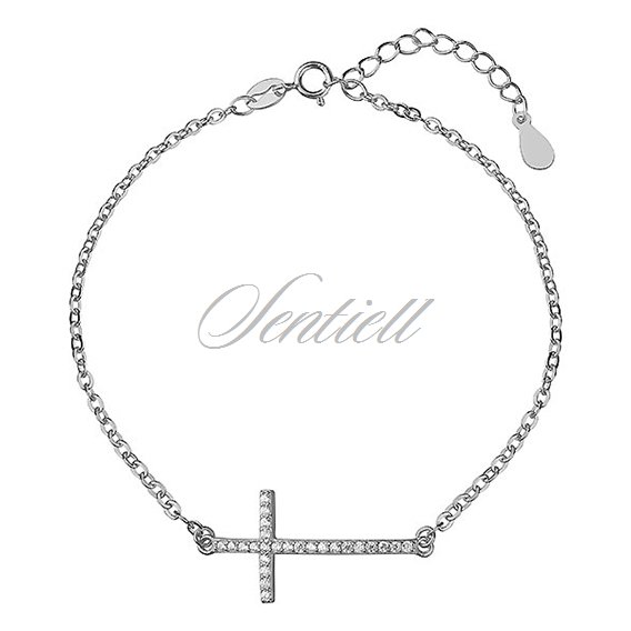 Silver (925) bracelet - cross with zirconia