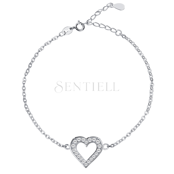 Silver (925) bracelet of celebrities with heart, zirconia