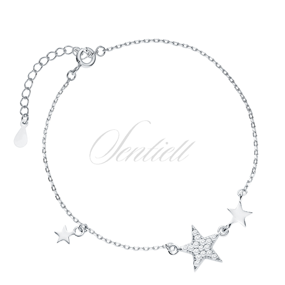 Silver (925) bracelet - stars with white zirconias